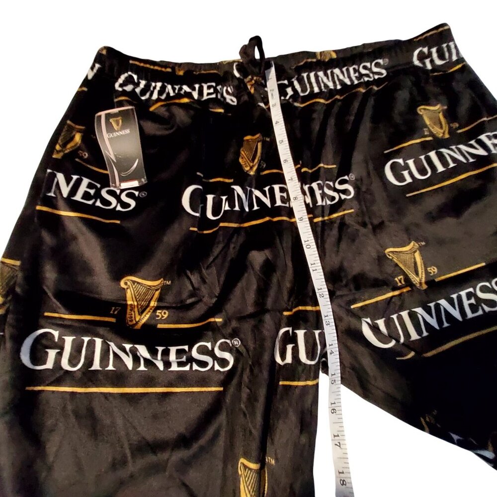 Guinness Mens Fleece Lounge Pants  Size  XL Black & Gold Print Elastic Waistband - Picture 4 of 7